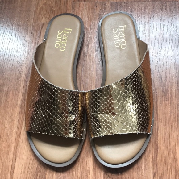 Franco Sarto Shoes - Franco Sarto Gold Slid on Sandals